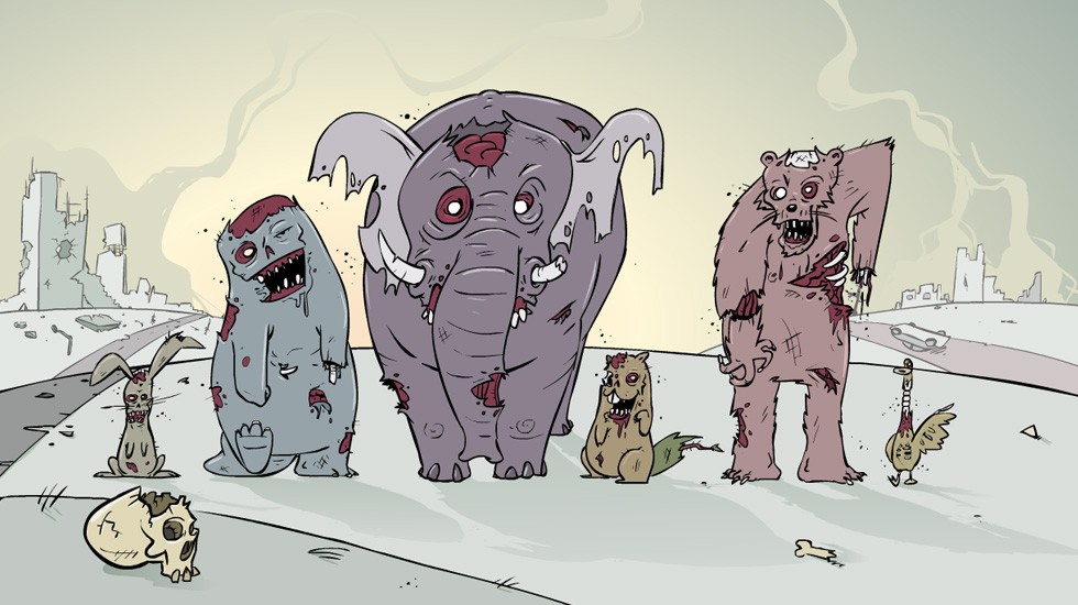 springtime zombie animals illustratie